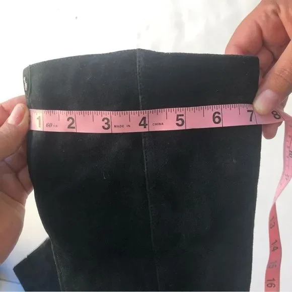 SAM EDELMAN Black Suede Leather Knee-High Boots Pull On Sz 6 - Picture 8 of 10